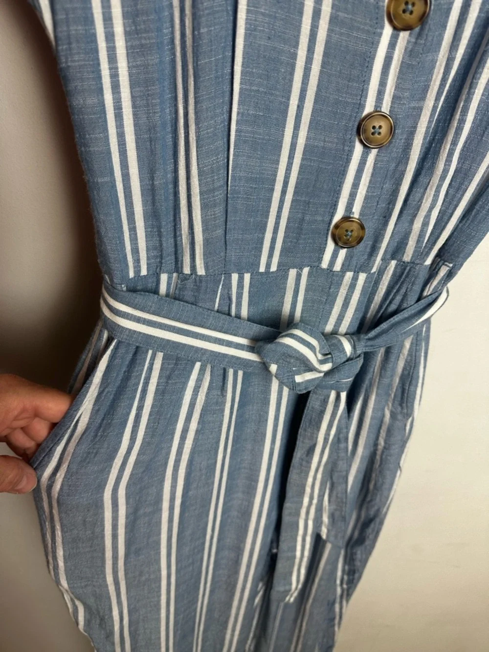 Abercrombie & Fitch Jumpsuit Women's Size Small Pockets Elastic Waist Blue